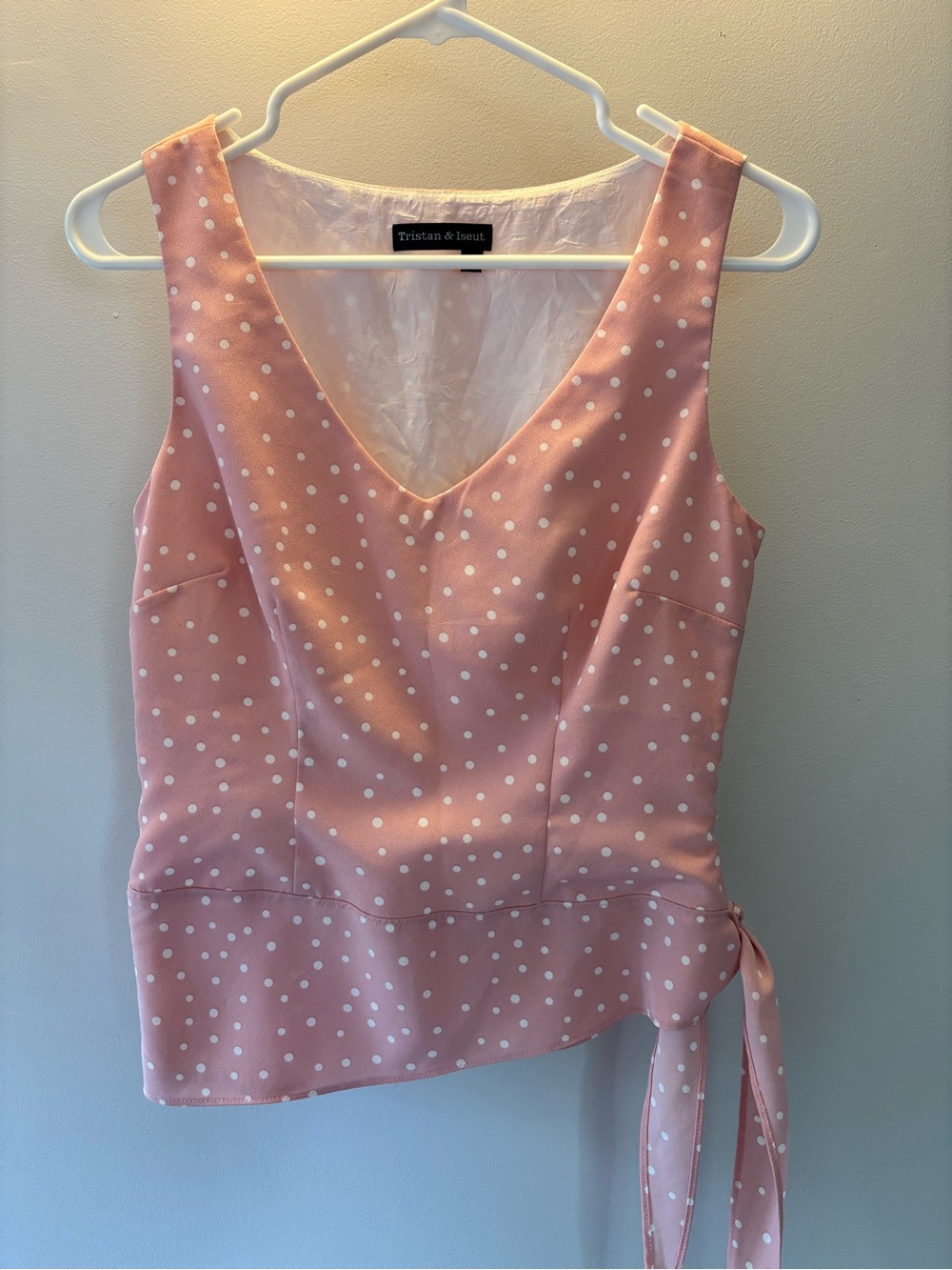 Tristan & Iseut Pink Polka Dot Sleeveless Top